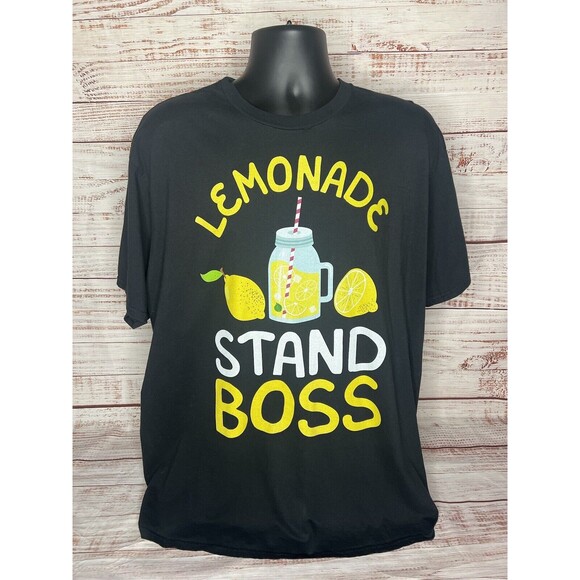 Lemonade Stand Boss Funny Summer Lemon Men’s Black T-Shirt Size 2XL - Picture 1 of 9